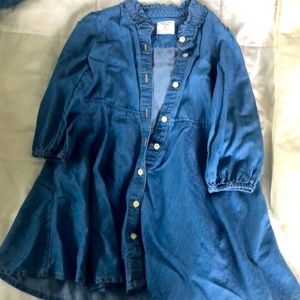 Girls crew cuts long sleeve chambray dress